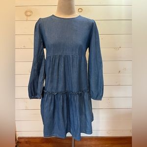 Draper James Tiered Trapeze Dress in Chambray